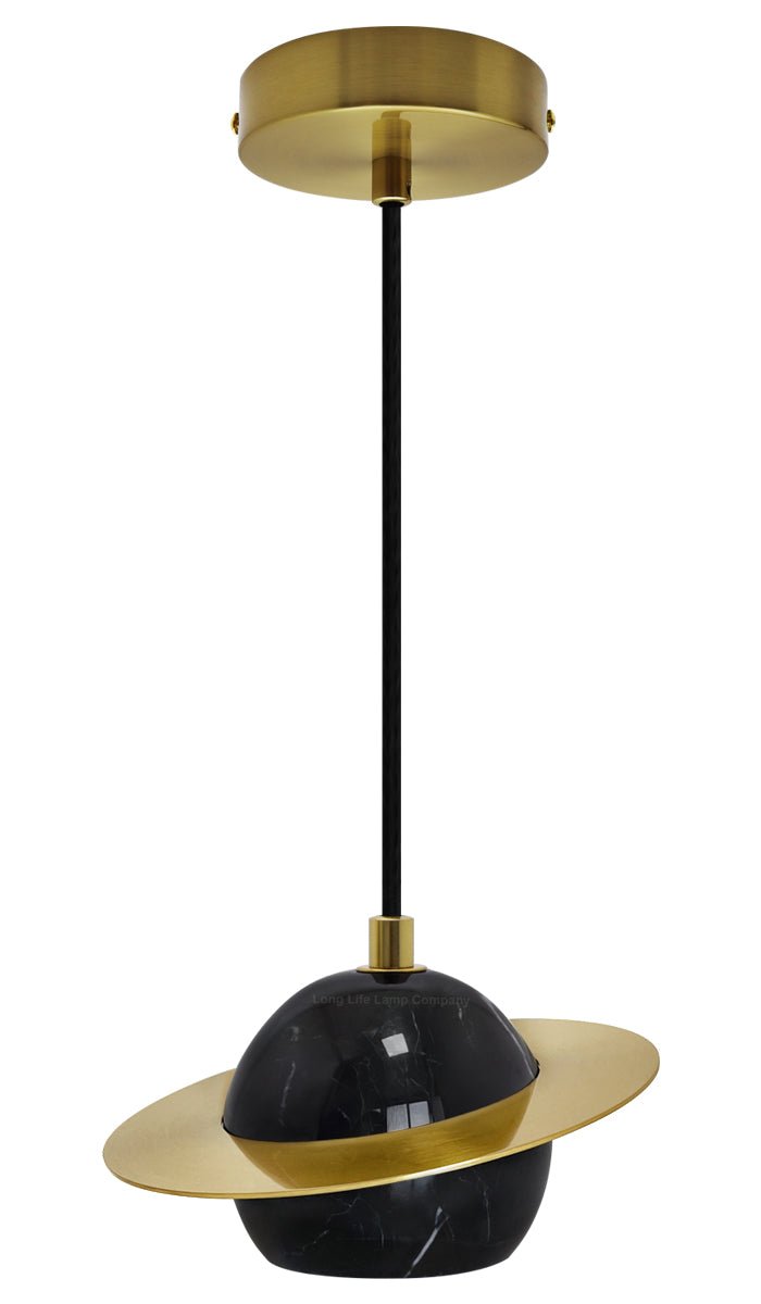 Mini Globe Modern Black Marble Ceiling Pendant Lamp Shade Brass Holder - Energy Light Bulbs - Free delivery on all orders