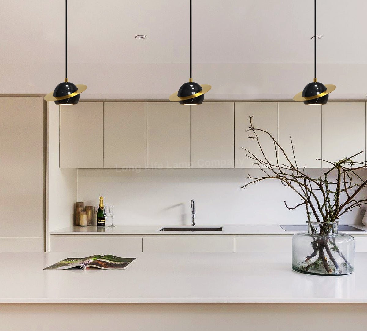 Mini Globe Modern Black Marble Ceiling Pendant Lamp Shade Brass Holder - Energy Light Bulbs - Free delivery on all orders