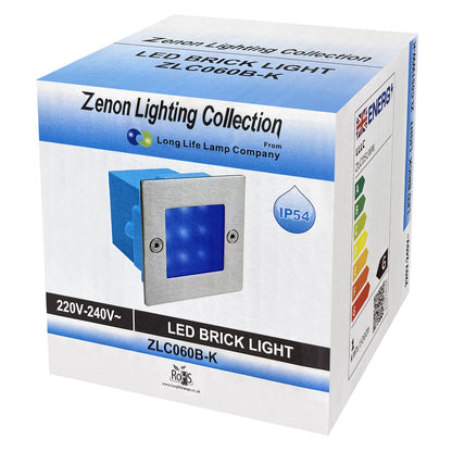 Mini LED Blue Brick Light Outdoor Step Wall Light 70mm Square IP54 - Energy Light Bulbs - Free delivery on all orders
