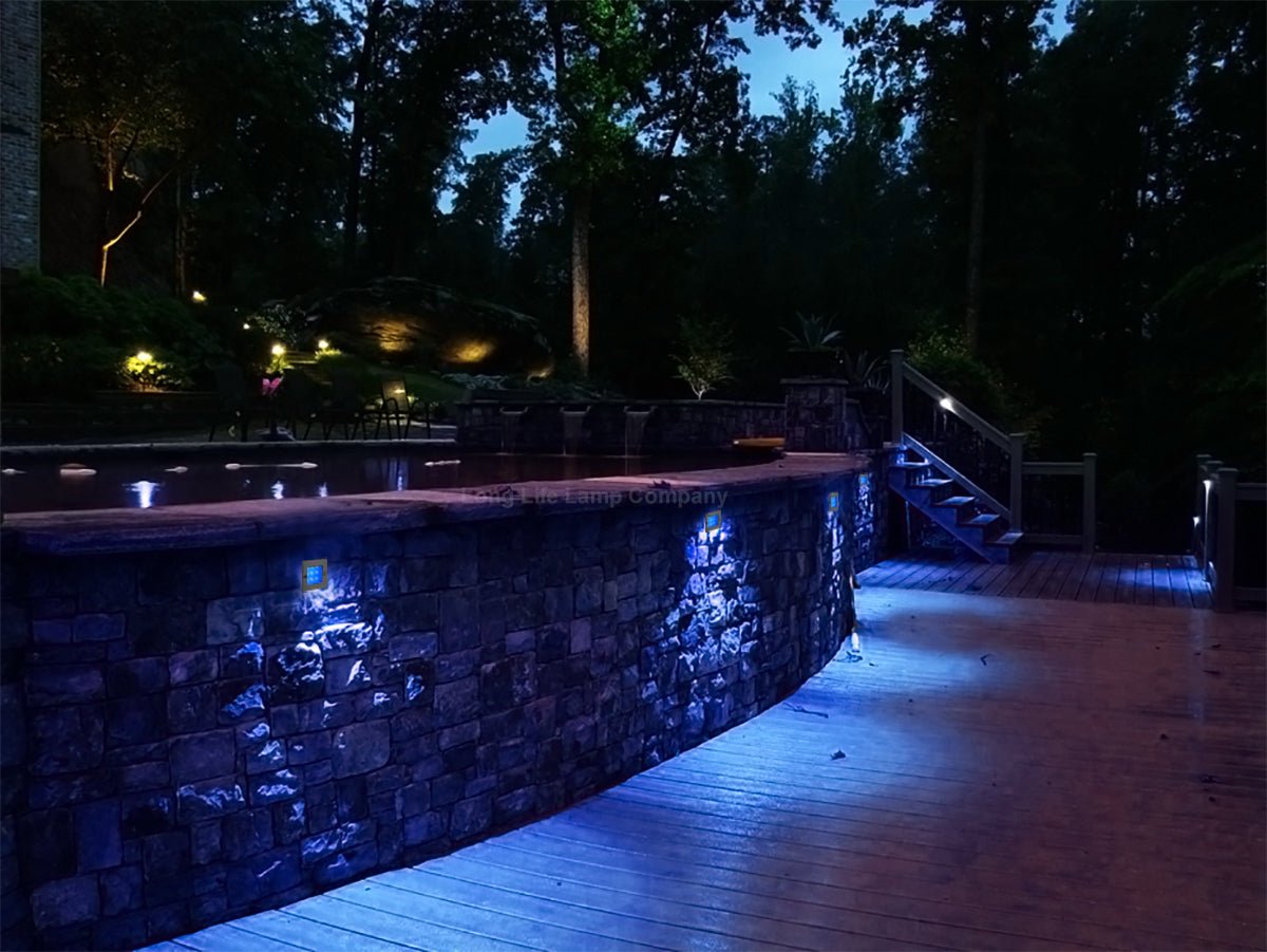 Mini LED Blue Brick Light Outdoor Step Wall Light 70mm Square IP54 - Energy Light Bulbs - Free delivery on all orders