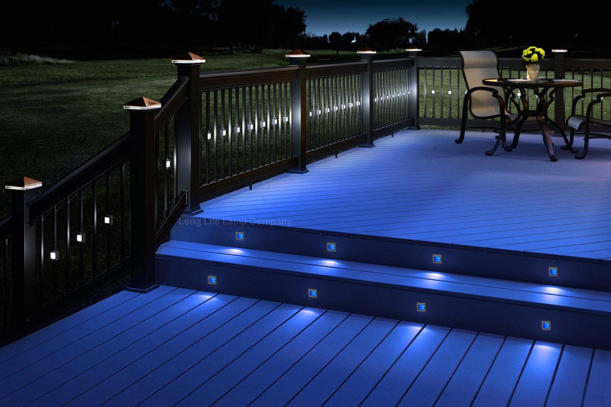 Mini LED Blue Brick Light Outdoor Step Wall Light 70mm Square IP54 - Energy Light Bulbs - Free delivery on all orders