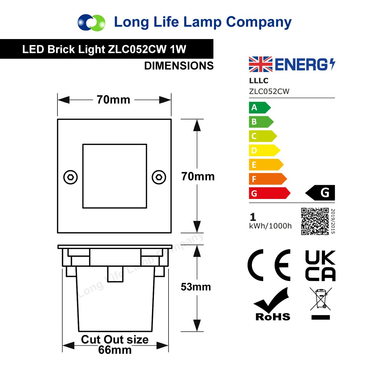 Mini LED Brick Light Outdoor Step Wall Light 70mm Square IP54 Cool White - Energy Light Bulbs - Free delivery on all orders