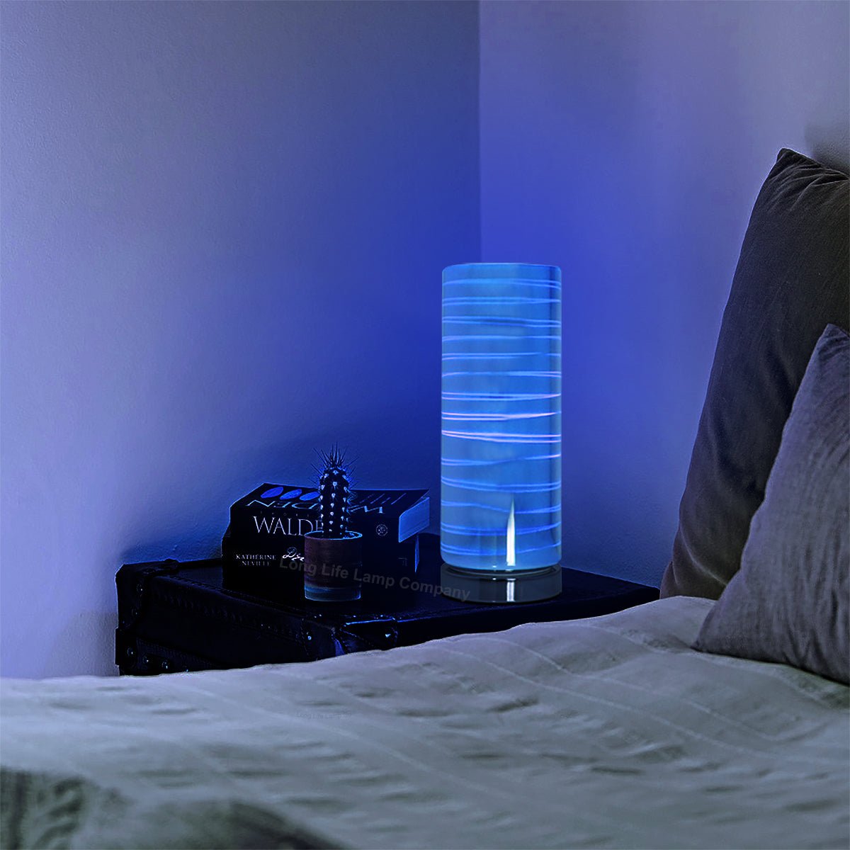 Mirror Chrome Cylinder Desk Lamp 3D Spiral Effect Glass Bedside and Table Lamp - Energy Light Bulbs - Free delivery on all orders