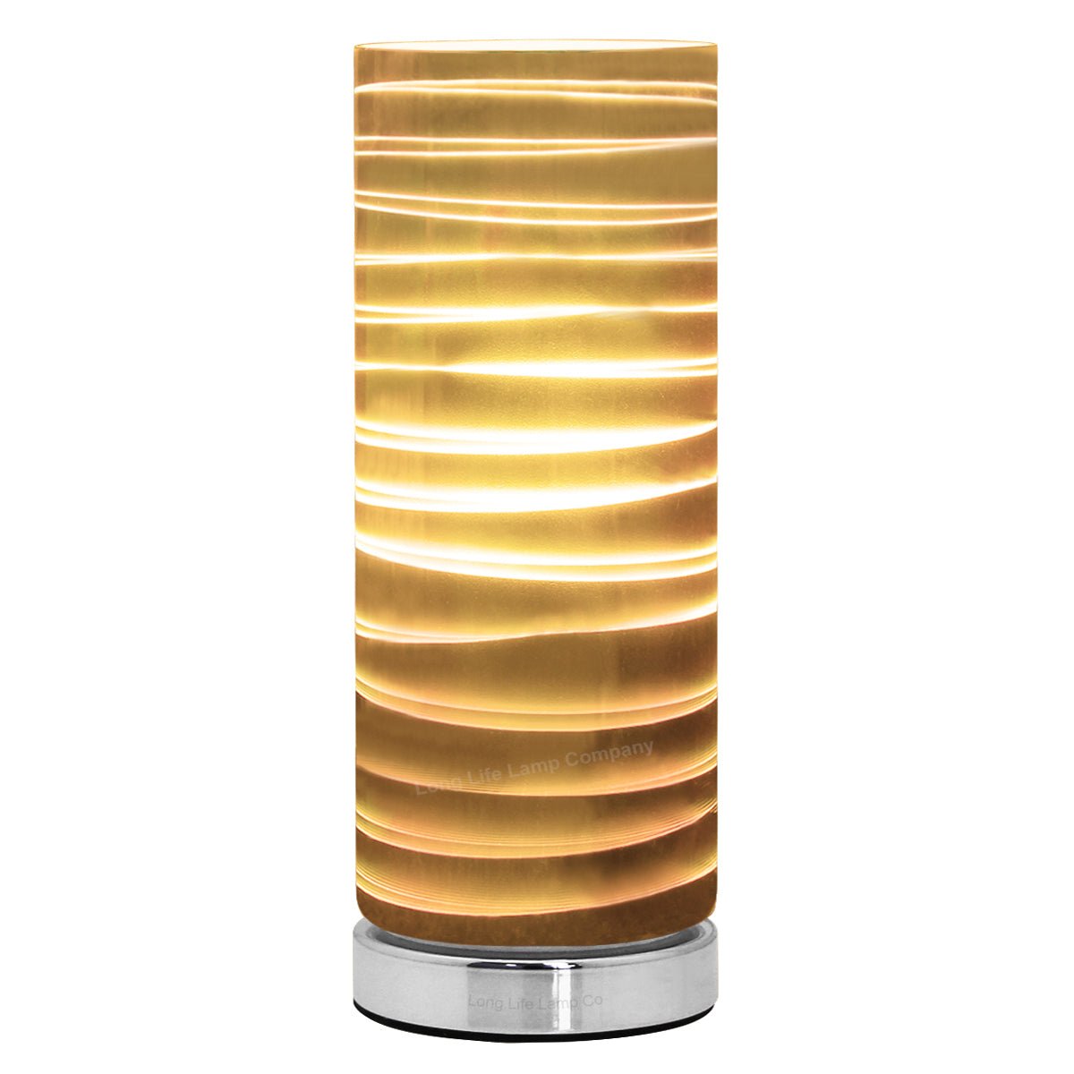 Mirror Chrome Cylinder Desk Lamp 3D Spiral Effect Glass Bedside and Table Lamp - Energy Light Bulbs - Free delivery on all orders