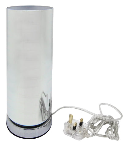 Mirror Chrome Cylinder Desk Lamp 3D Spiral Effect Glass Bedside and Table Lamp - Energy Light Bulbs - Free delivery on all orders