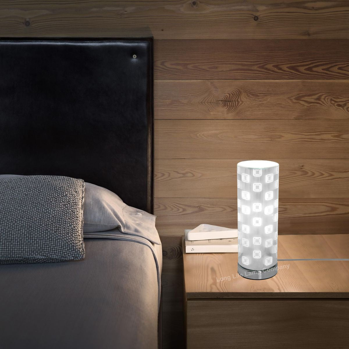 Mirror Chrome Cylinder Desk Lamp 3D Window Effect Glass Bedside and Table Lamp - Energy Light Bulbs - Free delivery on all orders