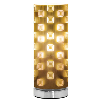 Mirror Chrome Cylinder Desk Lamp 3D Window Effect Glass Bedside and Table Lamp - Energy Light Bulbs - Free delivery on all orders