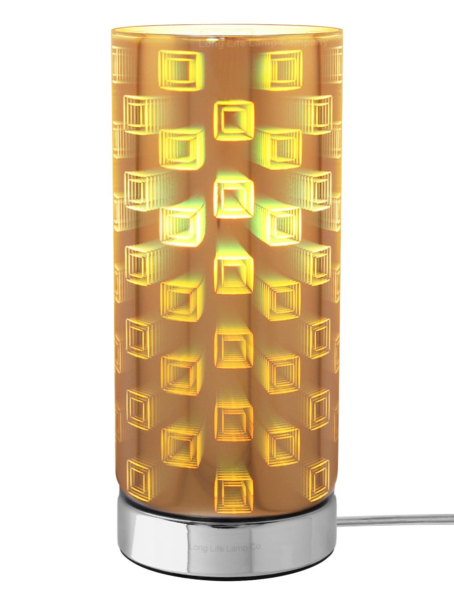 Mirror Chrome Cylinder Desk Lamp 3D Window Effect Glass Bedside and Table Lamp CL002 - Free delivery on all orders