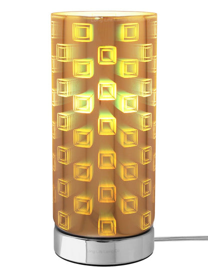 Mirror Chrome Cylinder Desk Lamp 3D Window Effect Glass Bedside and Table Lamp CL002 - Free delivery on all orders