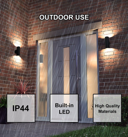 Modern 11W LED Double Outdoor Wall Light Black Warm White - Energy Light Bulbs - Free delivery on all orders