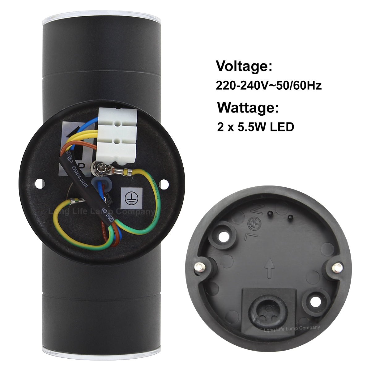 Modern 11W LED Double Outdoor Wall Light Black Warm White - Energy Light Bulbs - Free delivery on all orders