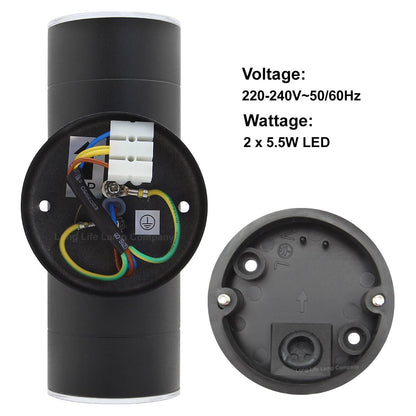 Modern 11W LED Double Outdoor Wall Light Black Warm White - Energy Light Bulbs - Free delivery on all orders