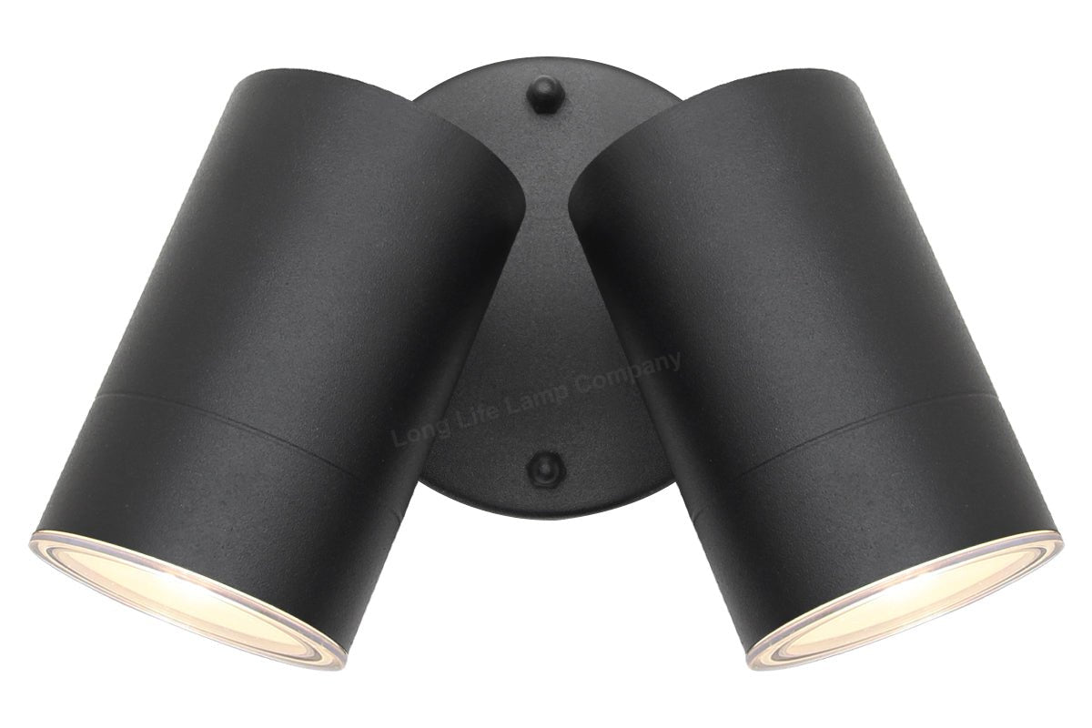 Modern 11W LED Outdoor Twin Garden Wall Light Black Warm White - Energy Light Bulbs - Free delivery on all orders