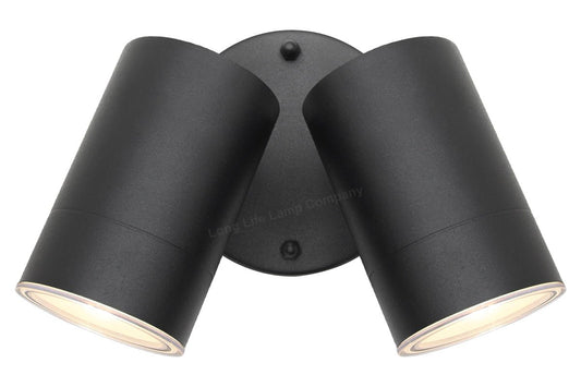 Modern 11W LED Outdoor Twin Garden Wall Light Black Warm White - Energy Light Bulbs - Free delivery on all orders