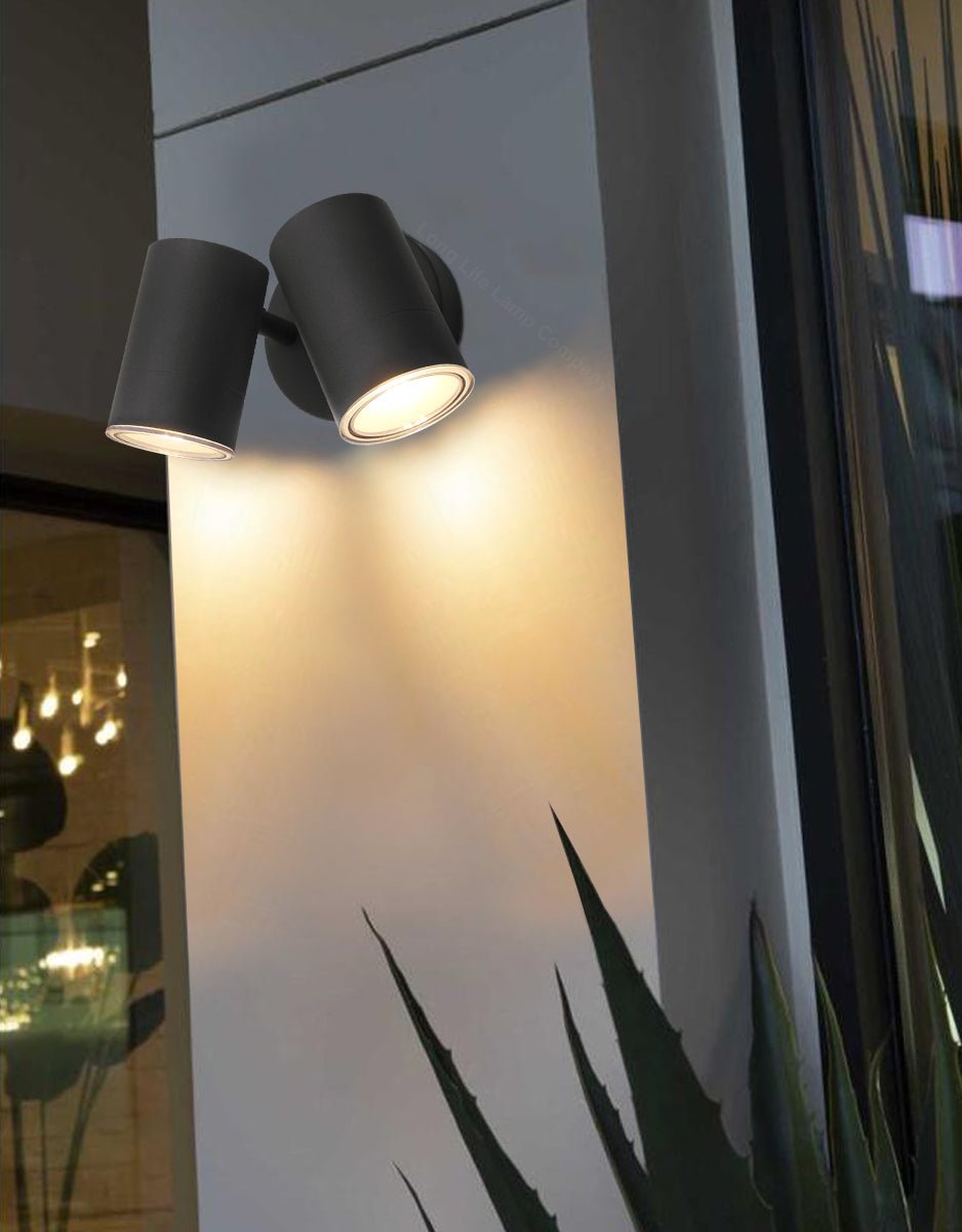 Modern 11W LED Outdoor Twin Garden Wall Light Black Warm White - Energy Light Bulbs - Free delivery on all orders