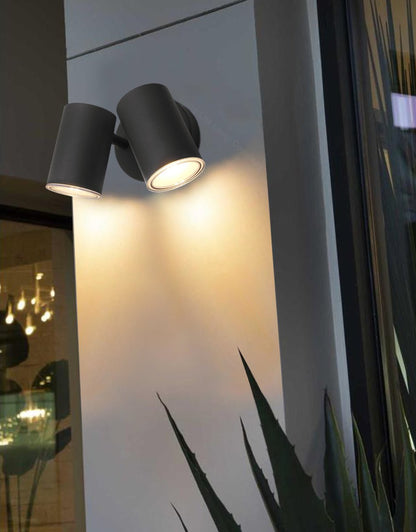 Modern 11W LED Outdoor Twin Garden Wall Light Black Warm White - Energy Light Bulbs - Free delivery on all orders