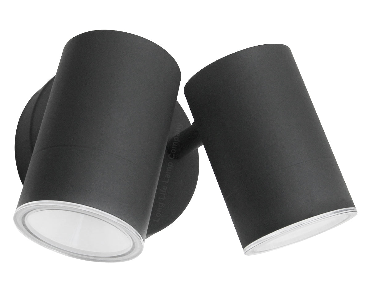 Modern 11W LED Outdoor Twin Garden Wall Light Black Warm White - Energy Light Bulbs - Free delivery on all orders