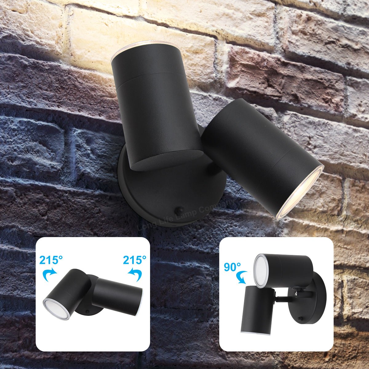 Modern 11W LED Outdoor Twin Garden Wall Light Black Warm White - Energy Light Bulbs - Free delivery on all orders