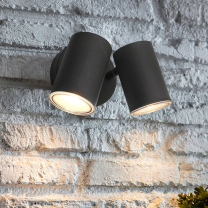 Modern 11W LED Outdoor Twin Garden Wall Light Black Warm White - Energy Light Bulbs - Free delivery on all orders