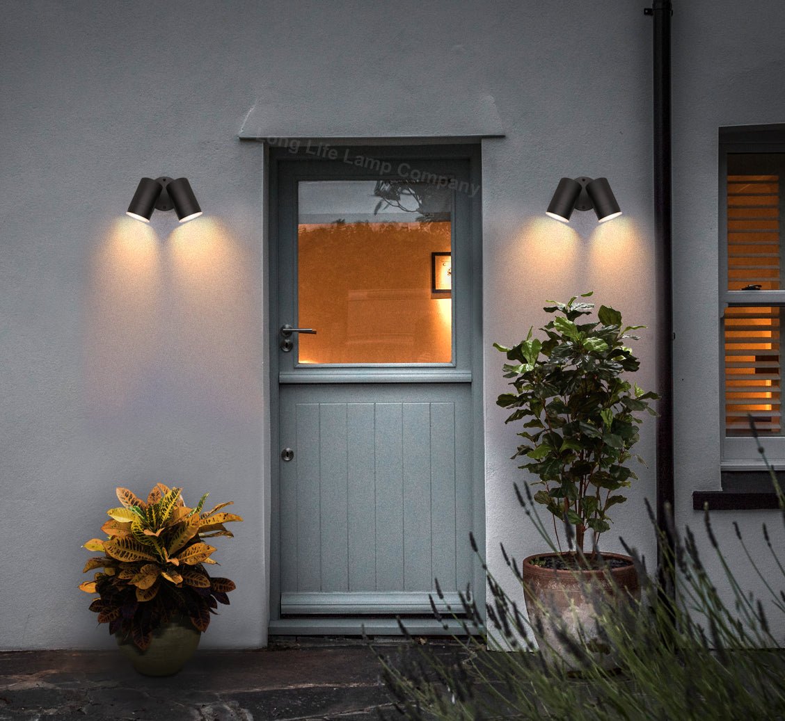 Modern 11W LED Outdoor Twin Garden Wall Light Black Warm White - Energy Light Bulbs - Free delivery on all orders
