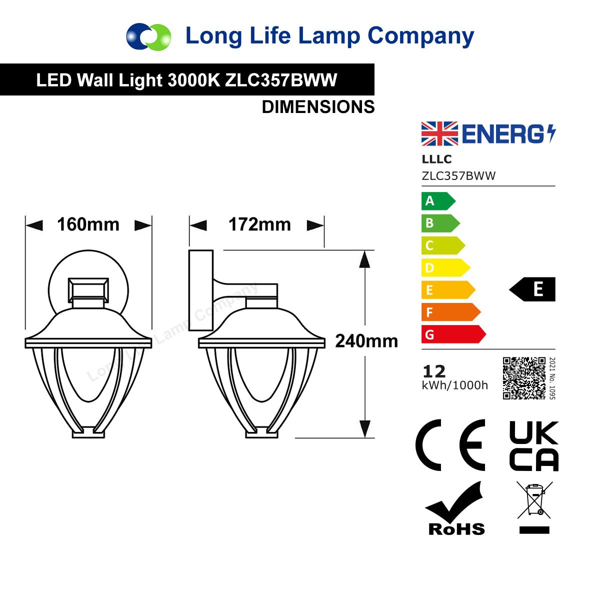 Modern 12W Black LED Outdoor Wall Light Warm White Garden Light - Energy Light Bulbs - Free delivery on all orders