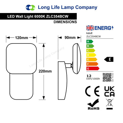 Modern 12W LED Black Outdoor Wall Light Adjustable Cool White - Energy Light Bulbs - Free delivery on all orders
