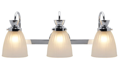 Modern 3 Bathroom Wall Light Chrome IP44 Frosted Glass With G9 LED 5w Warm White - Energy Light Bulbs - Free delivery on all orders