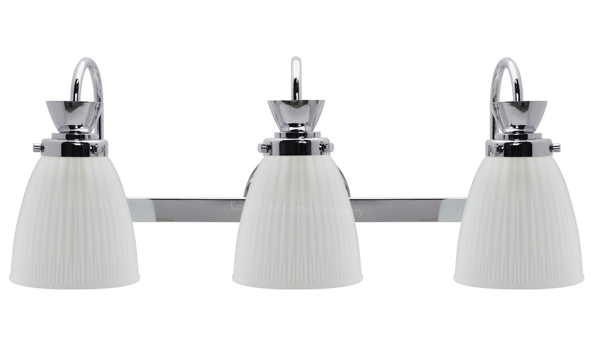 Modern 3 Bathroom Wall Light Chrome IP44 Frosted Glass With G9 LED 5w Warm White - Energy Light Bulbs - Free delivery on all orders