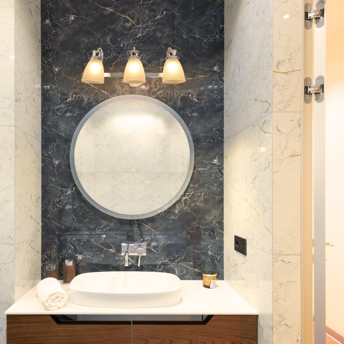Modern 3 Bathroom Wall Light Chrome IP44 Frosted Glass With G9 LED 5w Warm White - Energy Light Bulbs - Free delivery on all orders