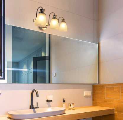 Modern 3 Bathroom Wall Light Chrome IP44 Frosted Glass With G9 LED 5w Warm White - Energy Light Bulbs - Free delivery on all orders