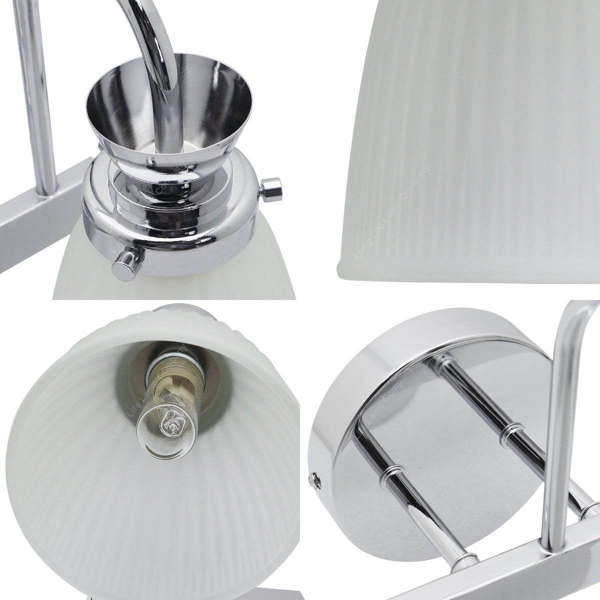 Modern 3 Bathroom Wall Light Chrome IP44 Frosted Glass With G9 LED 5w Warm White - Energy Light Bulbs - Free delivery on all orders