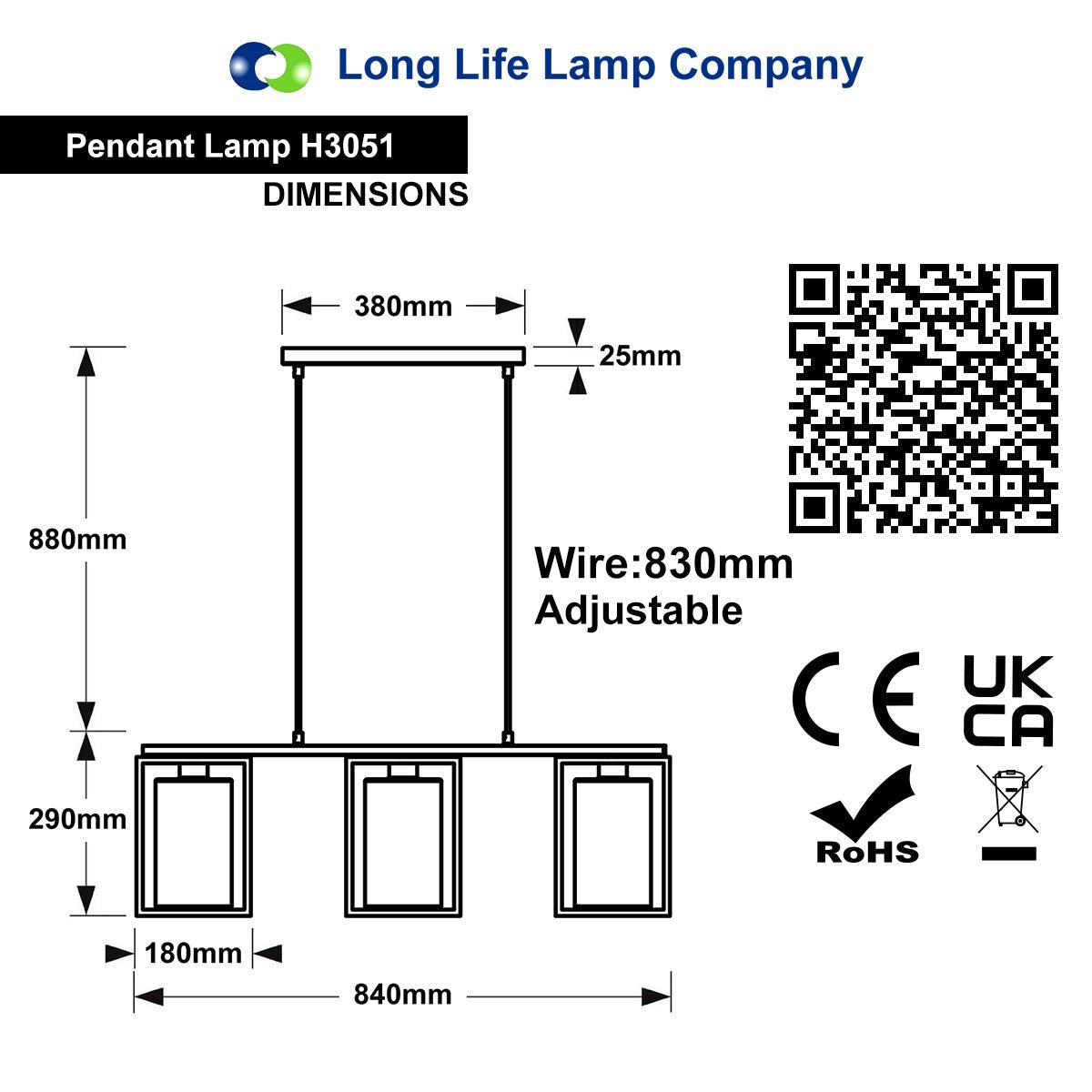 Buy modern rectangular ceiling lantern with black frame, clear glass and three E27 bulb holders for homes
