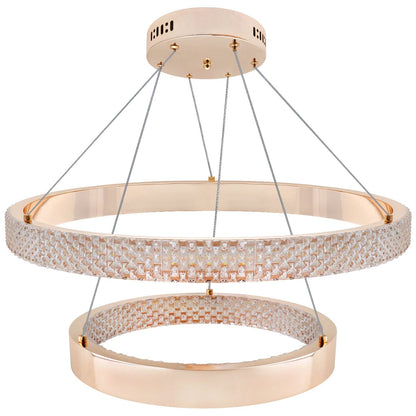 Modern 40W LED 2 Ring Ceiling Pendant Light Gold Round Chandelier 3 CCT - Energy Light Bulbs - Free delivery on all orders