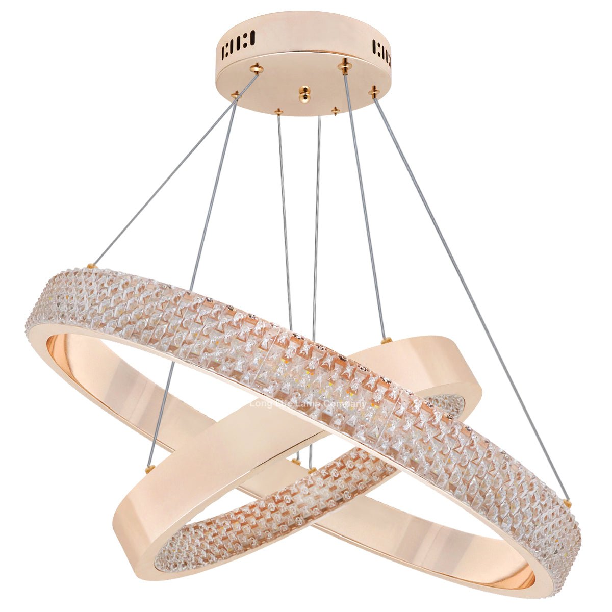 Modern 40W LED 2 Ring Ceiling Pendant Light Gold Round Chandelier 3 CCT - Energy Light Bulbs - Free delivery on all orders