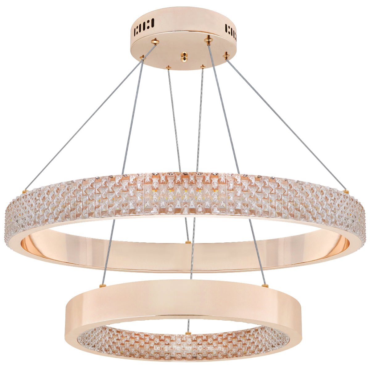 Modern 40W LED 2 Ring Ceiling Pendant Light Gold Round Chandelier 3 CCT - Energy Light Bulbs - Free delivery on all orders