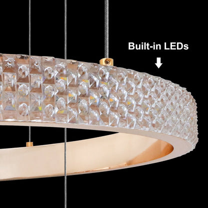 Modern 40W LED 2 Ring Ceiling Pendant Light Gold Round Chandelier 3 CCT - Energy Light Bulbs - Free delivery on all orders