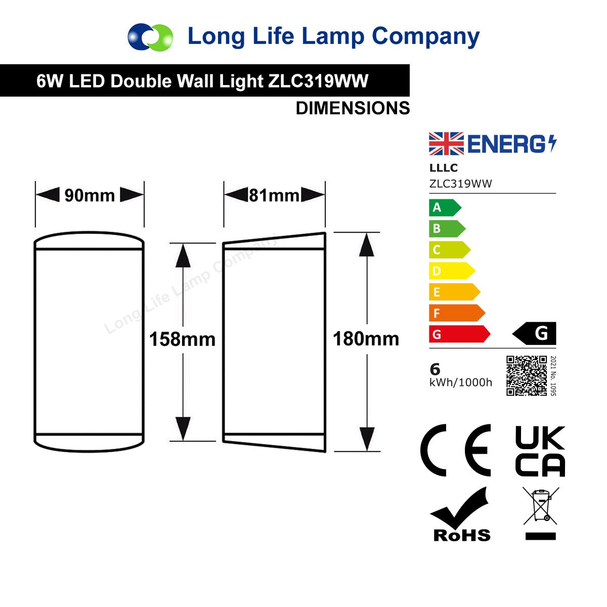 Modern 6W LED Double Outdoor Wall Light Black Warm White - Energy Light Bulbs - Free delivery on all orders