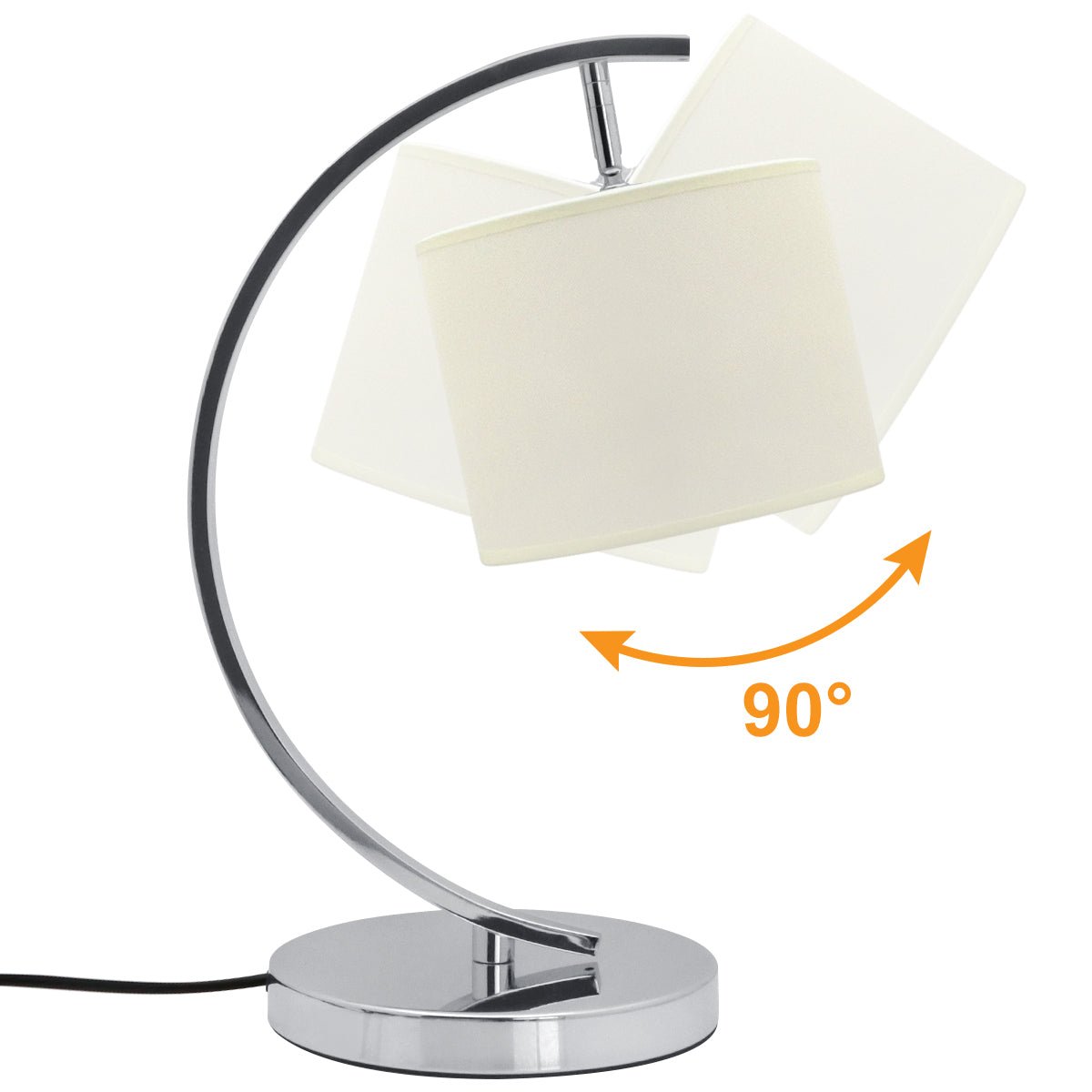 Modern Arched Chrome Table Lamp Fabric Lamp Shade Cream Drum - Energy Light Bulbs - Free delivery on all orders