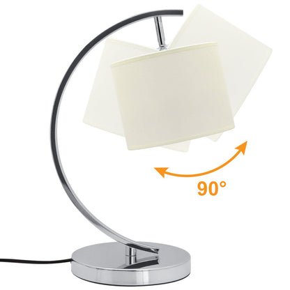Modern Arched Chrome Table Lamp Fabric Lamp Shade Cream Drum - Energy Light Bulbs - Free delivery on all orders