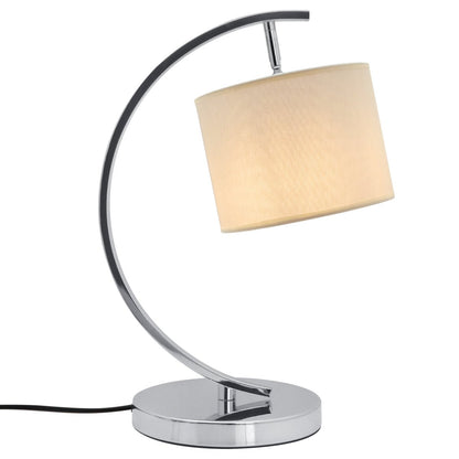 Modern Arched Chrome Table Lamp Fabric Lamp Shade Cream Drum - Energy Light Bulbs - Free delivery on all orders