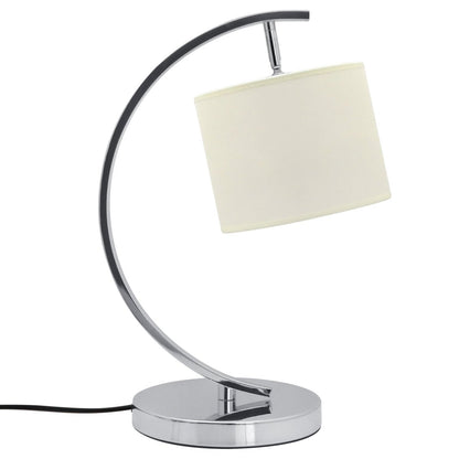 Modern Arched Chrome Table Lamp Fabric Lamp Shade Cream Drum - Energy Light Bulbs - Free delivery on all orders