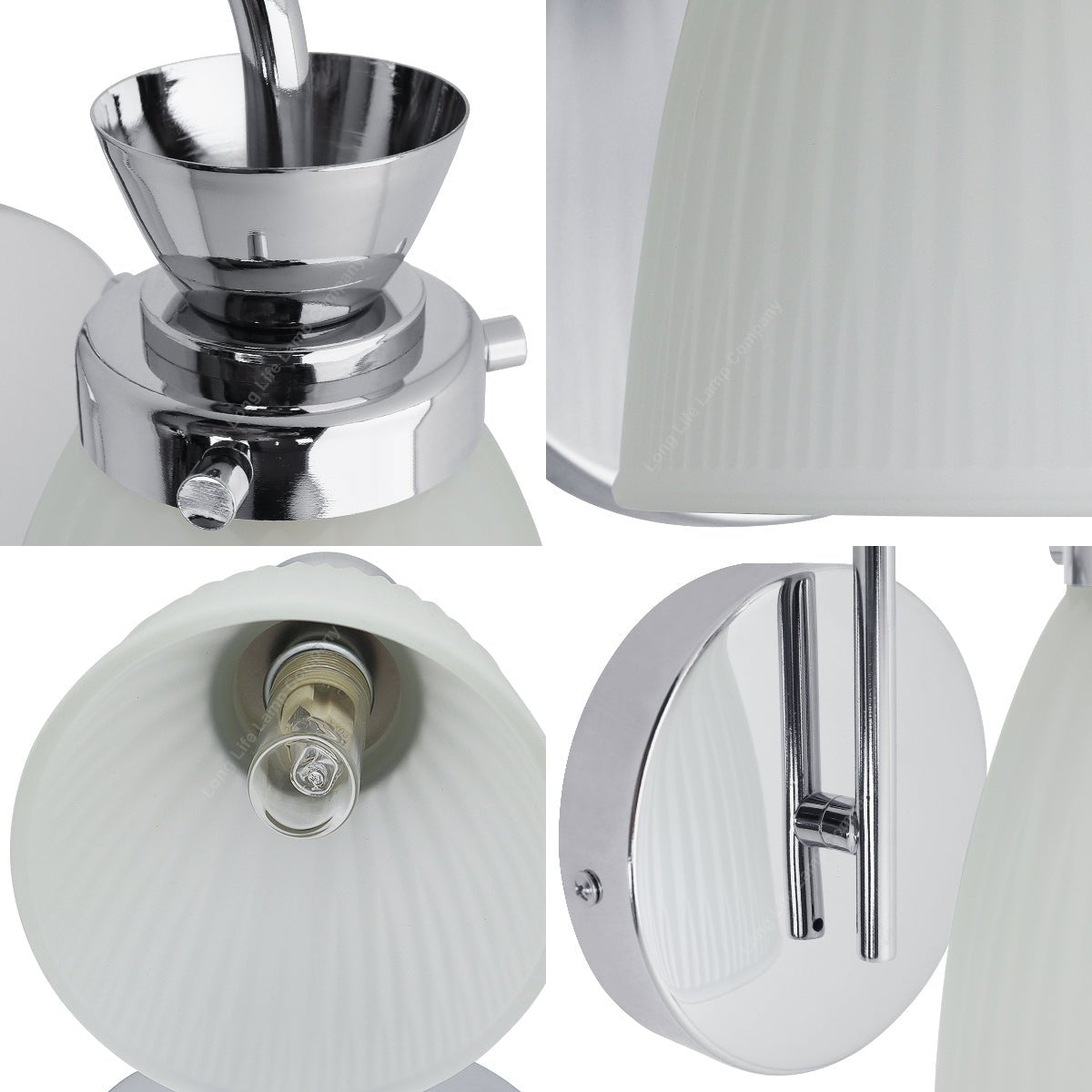 Modern Bathroom Wall Light Chrome IP44 Frosted Glass with G9 LED 5w Warm White - Energy Light Bulbs - Free delivery on all orders