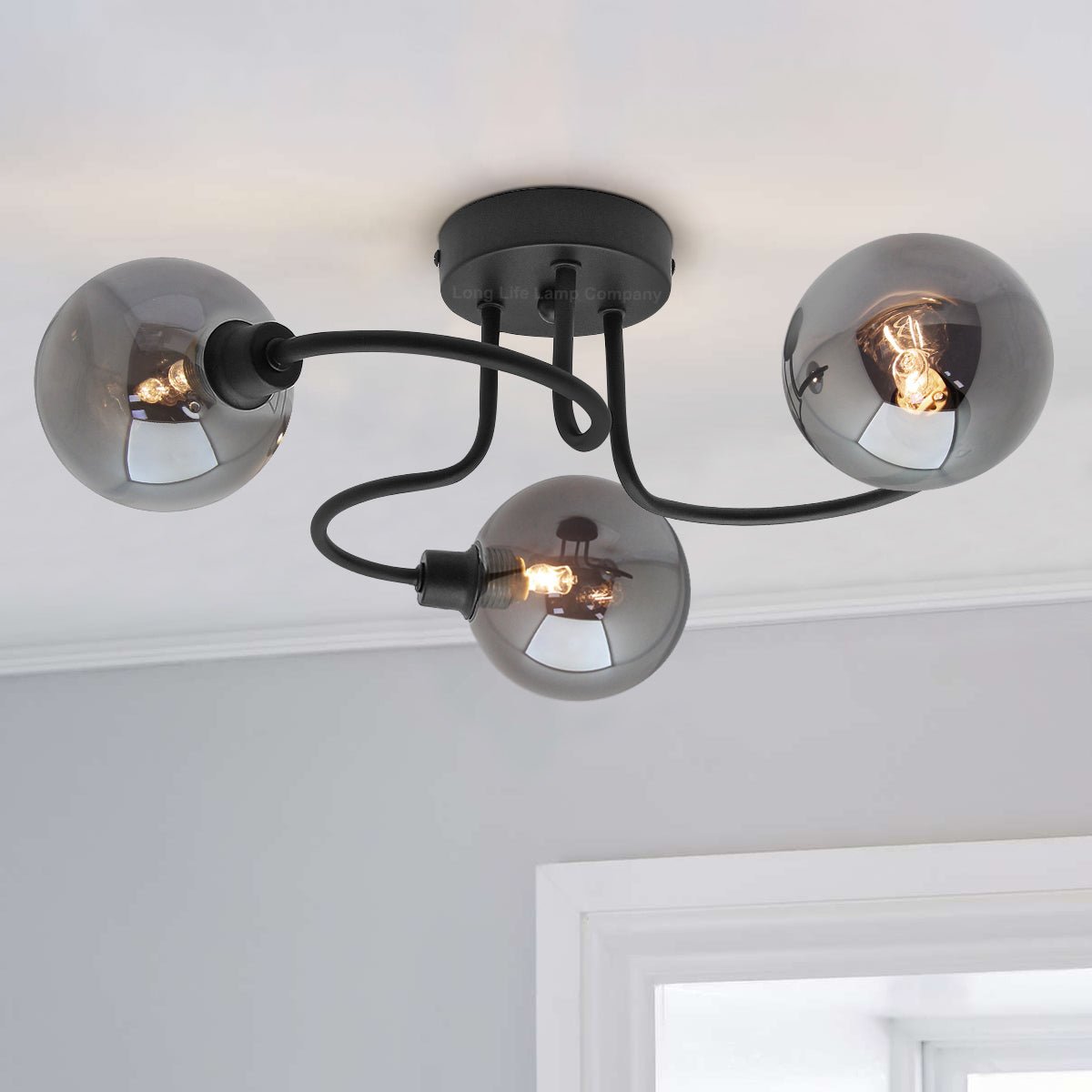Modern Black 3 Way Spot Flush Ceiling Light M0154 with 3 x G9 5W WW - Energy Light Bulbs - Free delivery on all orders