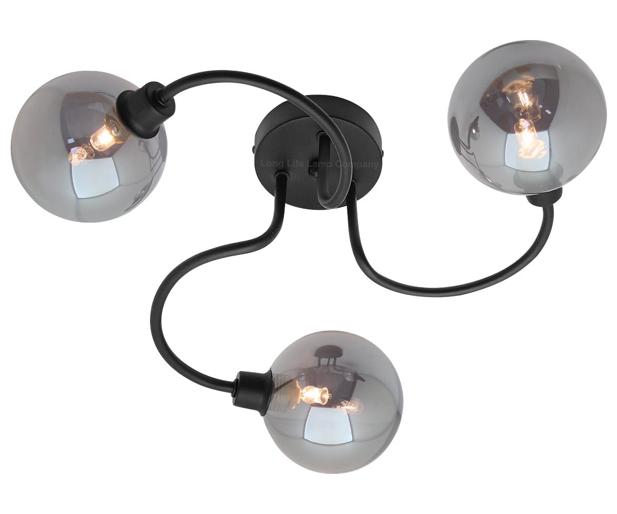 Modern Black 3 Way Spot Flush Ceiling Light M0154 with 3 x G9 5W WW - Energy Light Bulbs - Free delivery on all orders