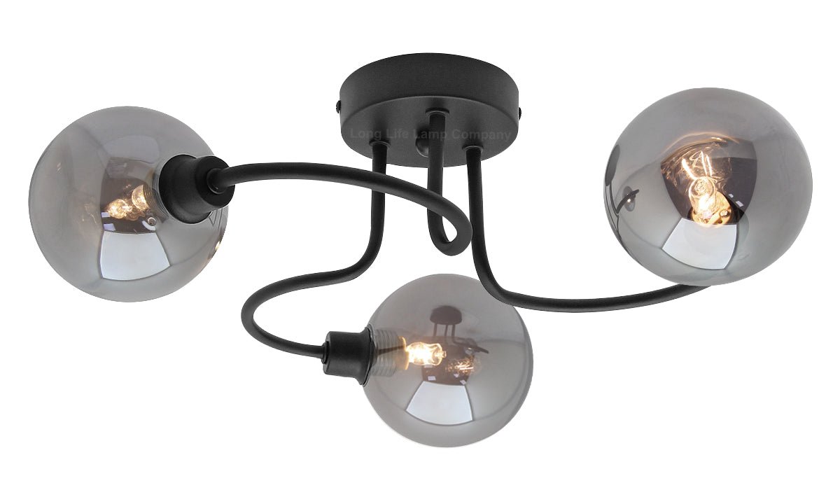 Modern Black 3 Way Spot Flush Ceiling Light M0154 with 3 x G9 5W WW - Energy Light Bulbs - Free delivery on all orders