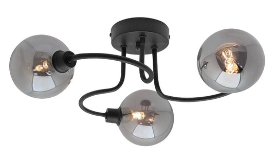 Modern Black 3 Way Spot Flush Ceiling Light M0154 with 3 x G9 5W WW - Energy Light Bulbs - Free delivery on all orders