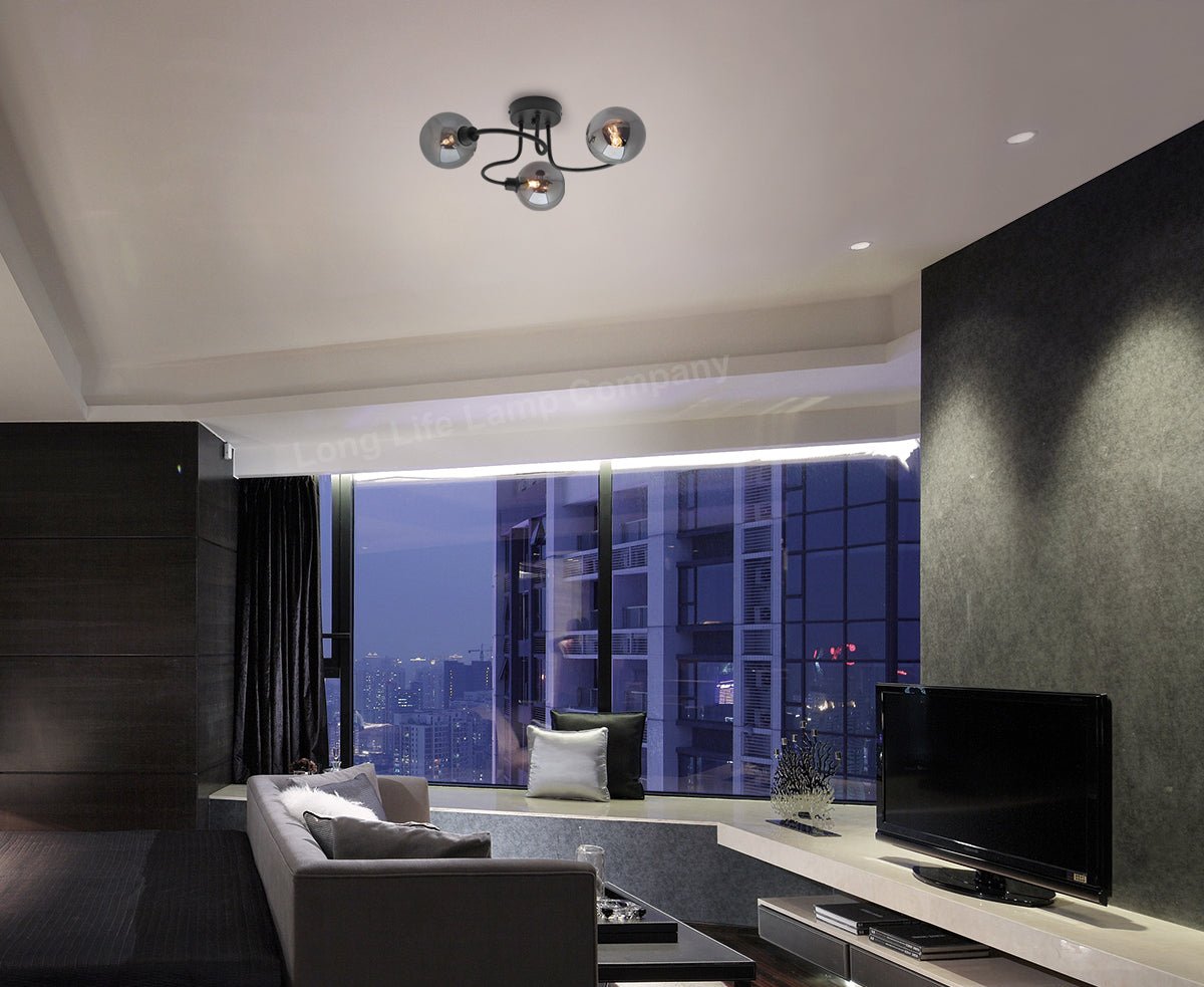 Modern Black 3 Way Spot Flush Ceiling Light M0154 with 3 x G9 5W WW - Energy Light Bulbs - Free delivery on all orders