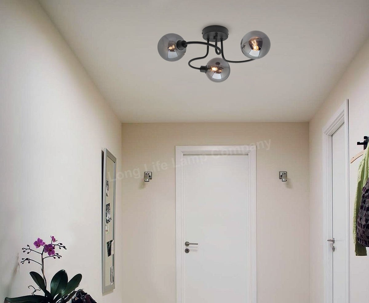 Modern Black 3 Way Spot Flush Ceiling Light M0154 with 3 x G9 5W WW - Energy Light Bulbs - Free delivery on all orders