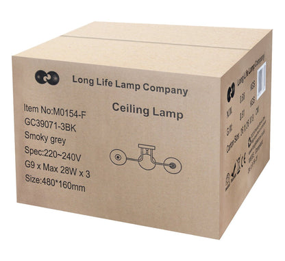 Modern Black 3 Way Spot Flush Ceiling Light with 3 x G9 5W CW - Energy Light Bulbs - Free delivery on all orders