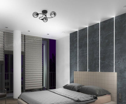 Modern Black 3 Way Spot Flush Ceiling Light with 3 x G9 5W CW - Energy Light Bulbs - Free delivery on all orders